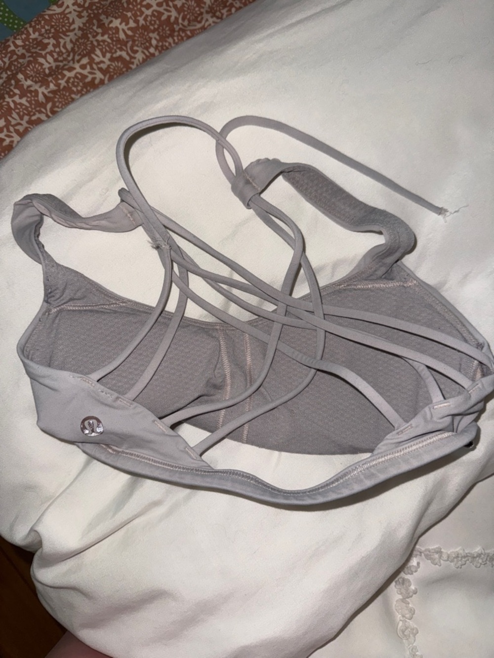 lululemon athletica Light Gray Strappy Sports Bra ***see description!